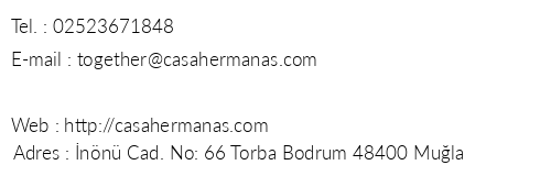 Casa Hermanas telefon numaralar, faks, e-mail, posta adresi ve iletiim bilgileri